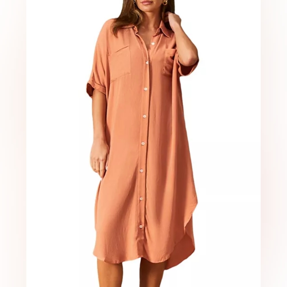 NWT Cupshe Orange Button-Up Dress, Medium